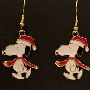 Snoopy Earring, Peanuts Earring, Snoopy Jewelry, Christmas Earring, Holiday